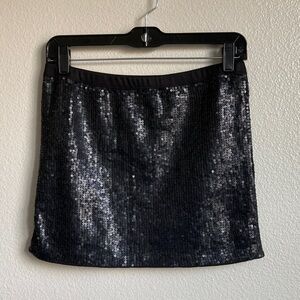 Sandro Paris Black Sequin Mini Skirt Evening cocktail Bodycon sz T2 Small US 4/6